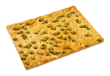 Focaccia met groene olijven
